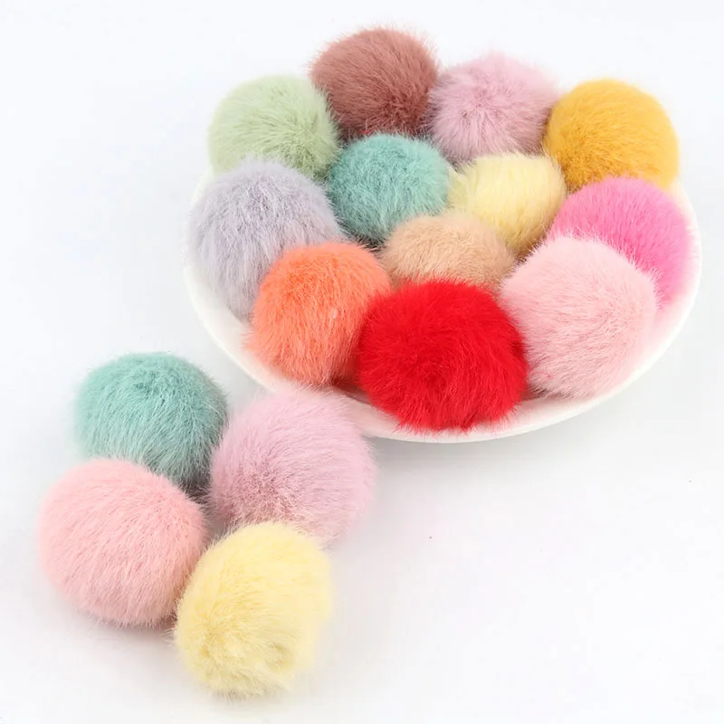 25mm Fur Pompom Balls Imitation Mink Hair Plush Pompoms Balls DIY Pompon Material Craft Supplies Pendant Hair Accessories