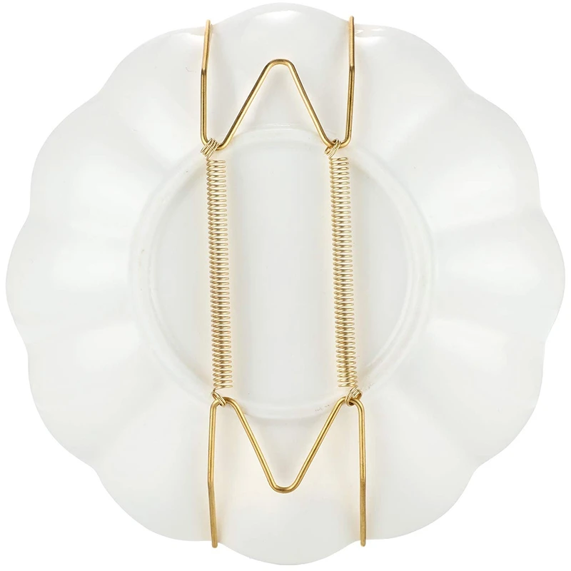 Hot 20 Pieces 6 Inch Invisible Plate Hangers Wall Plate Hangers Brass Wire Plate Holders with 20 Pieces Wall Hooks