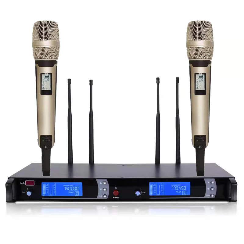 

SKM-9000 200 Channel Wireless Stage Performance Singing Karaoke Microphones System 4 Antenna Champagne Limited Edition