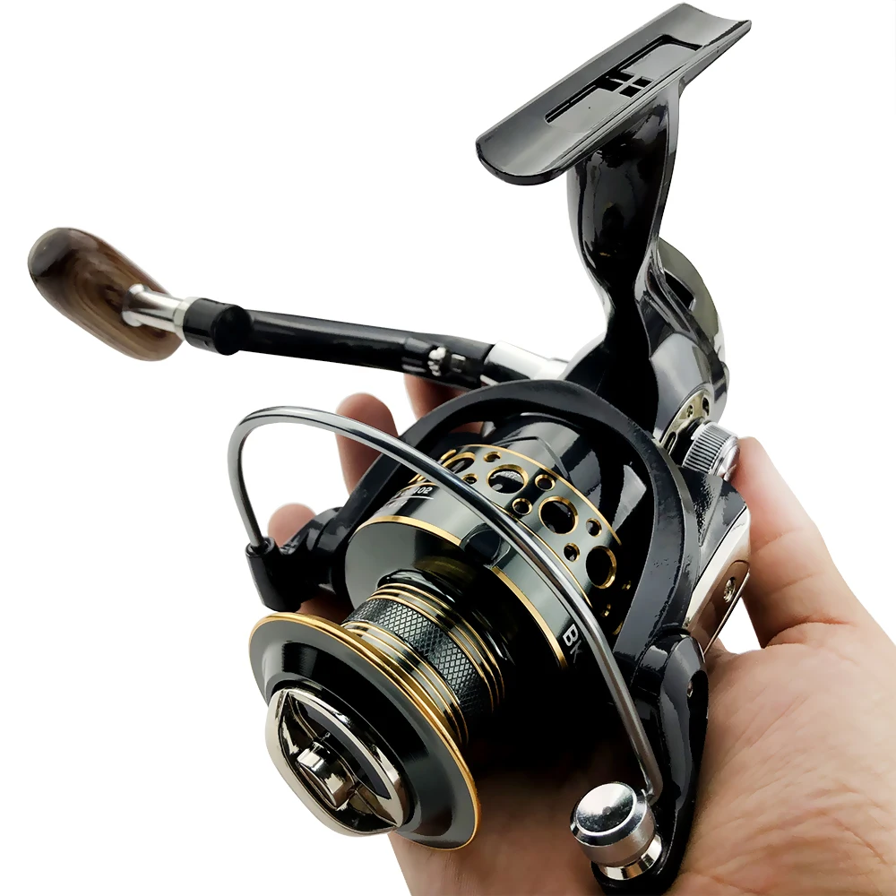 Fishing Coil Wooden Handle Spinning Fishing Reel Metal Spool Left/Right Handle Fishing Reel Wheels