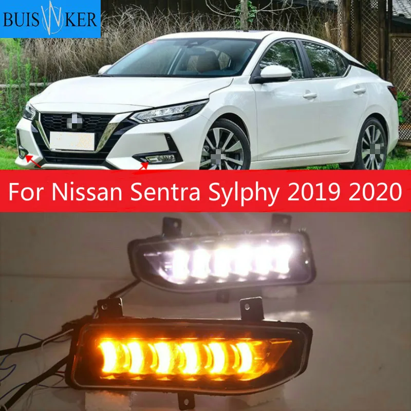 

2Pcs LED Daytime Running Light Car Accessories Waterproof 12V DRL Fog Lamp Decoration For Nissan Sentra Sylphy 2019 2020