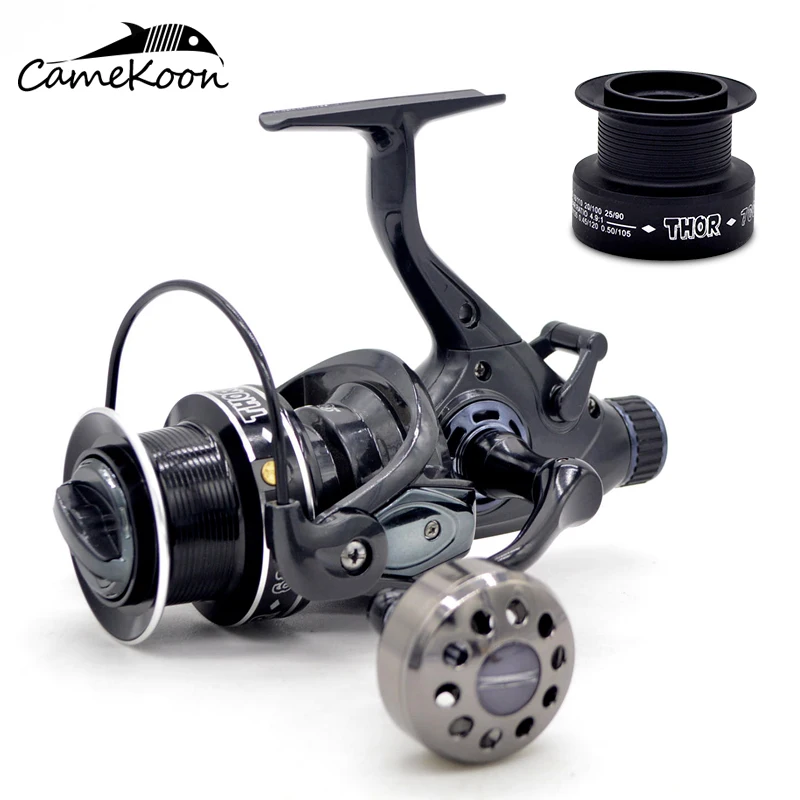 CAMEKOON Baitfeeder Double Drag System Spinning Fishing Reels with Free Graphite spool Carp Coil Saltwater Moulinet Peche Pesca