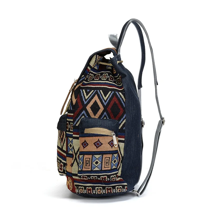 Mochila de lona vintage para mulheres, mochila étnica, mochila escolar boêmia, mochila mochila, mochila de alta qualidade