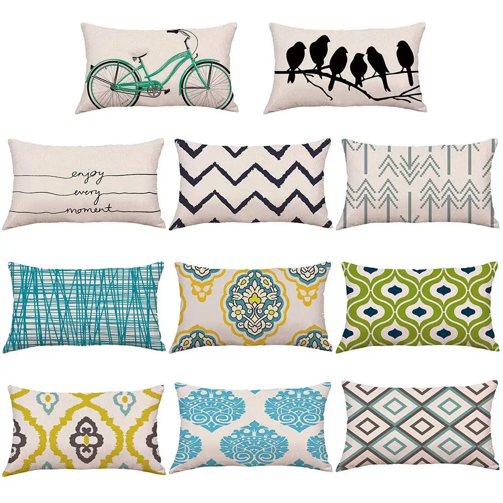 

Throw Pillow Case 50*30 Bike Bird Geometric Design Pillow Cover Pillowcases Decorative Pillows Pillow Cases Sofa Bed Car Decor