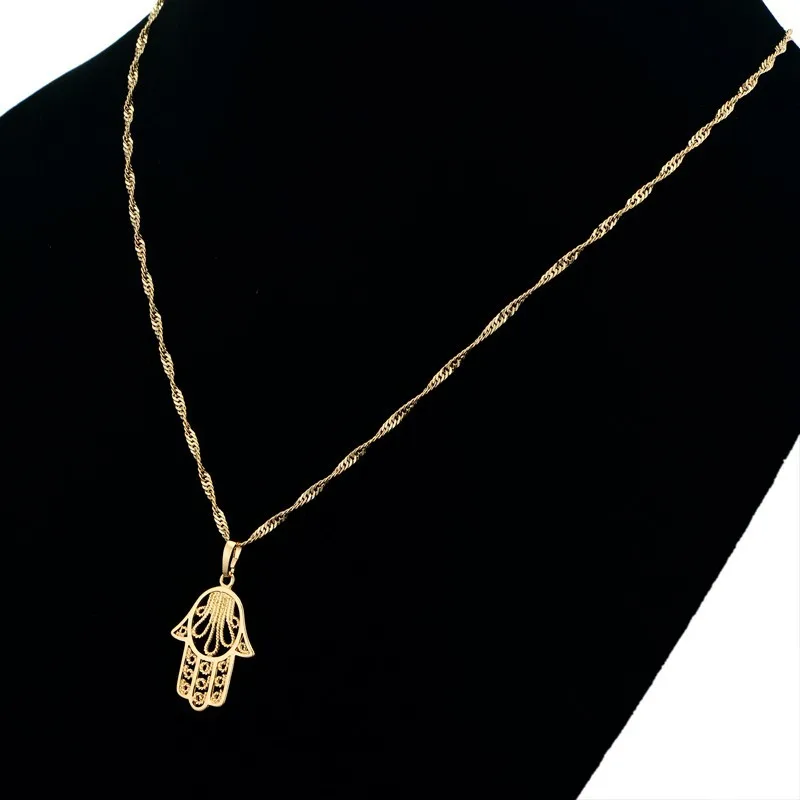 New Fashion Hand Of Fatima Pendants Hamsa Chain Short Long Mens Womens Gold Color Necklace Jewelry Gift