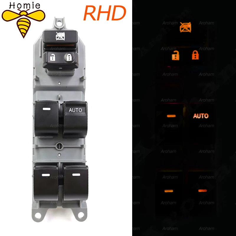 RHD Lighted LED Power Single Window Switch Set for Toyota RAV4 RAV 4 Camry Corolla Yaris Cruiser Vios Backlight Right Hand Drive