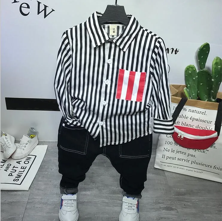 Stylish Infant Toddler Baby Kids Boys Outfits Boys Knit Sweater + Shirt + Jeans 3pcs Outfit Set Boys Clothes Suit 2-7Y Boys Set