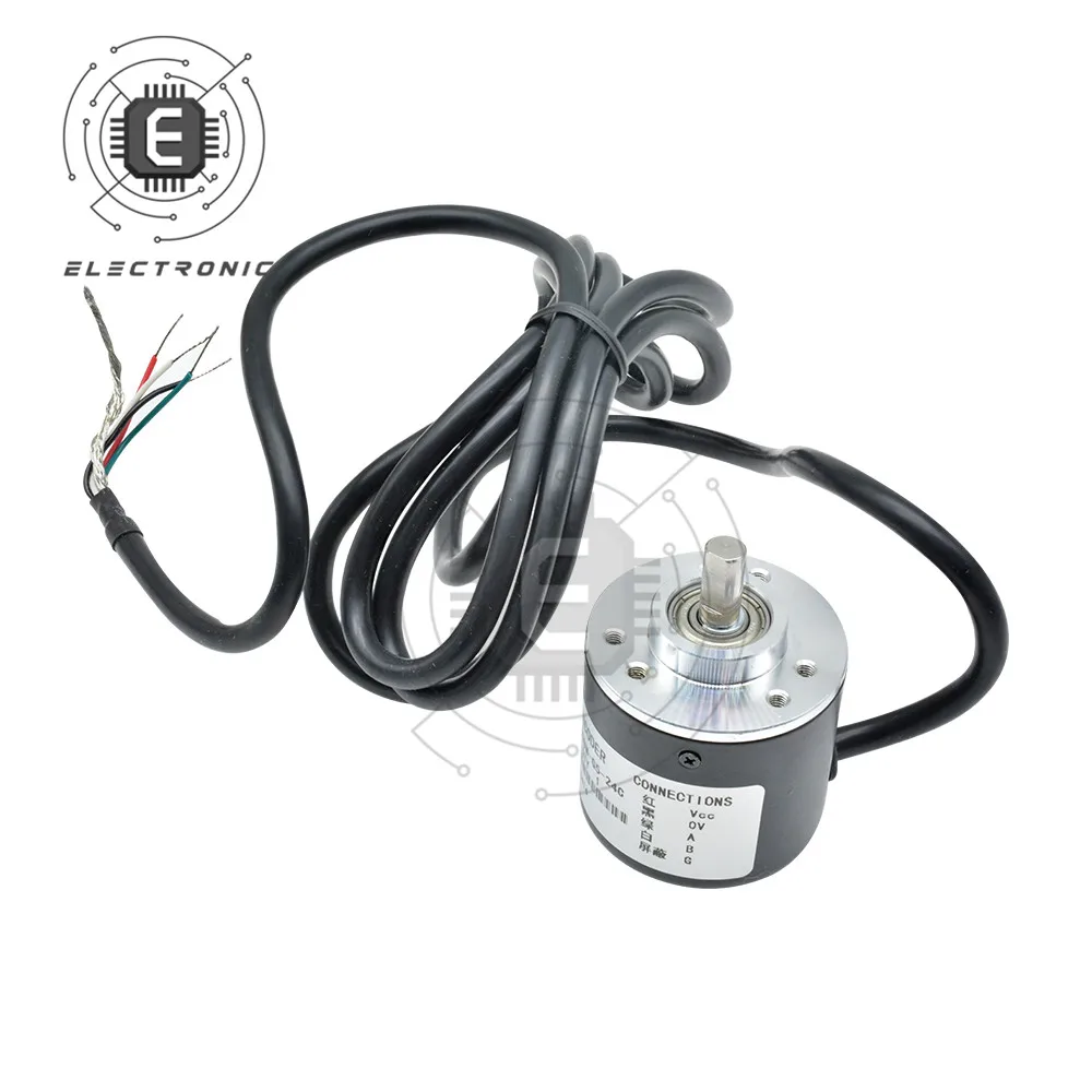 1PCS Brand New 600P/ R5V-24V Incremental Rotary AB 2 Phase 6mm Shaft Encoder For Rotational Speed Angle