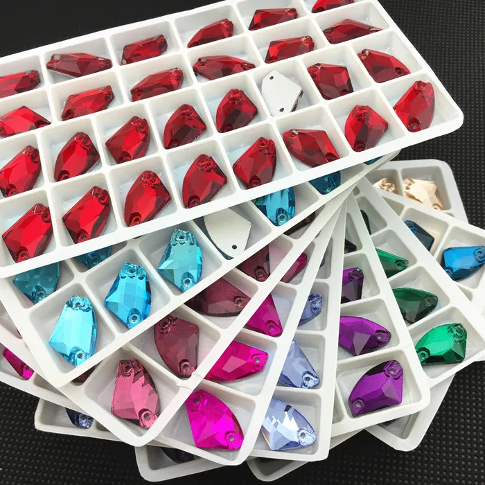 All size sew-on rhinestones AX glass crystal two holes flatback galactic sewing rhinestone for DIY wedding dress/bag accessories
