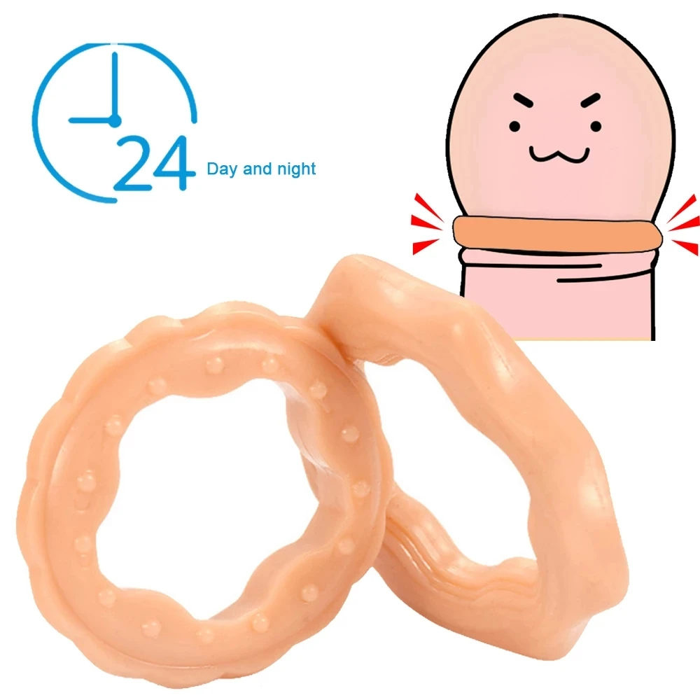 2PCS Male Foreskin Corrector Resistance Ring Silicone Penis Rings Delay Ejaculation Adult Sex Toys for Men Daily/Night Cock Ring