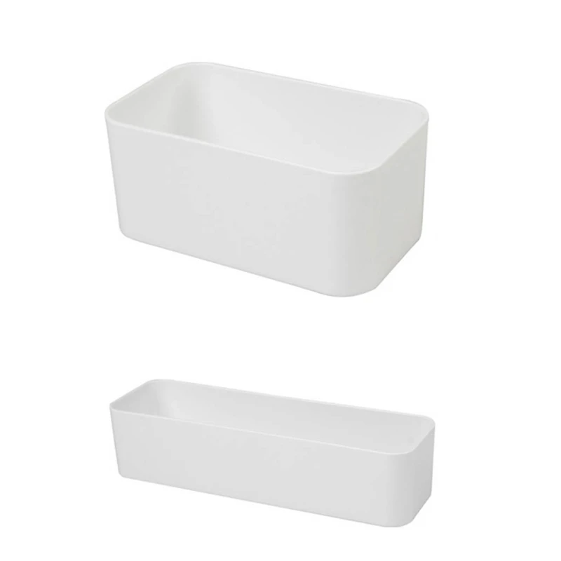 Minimalist White Wall-Mounted Sundries Container Without Lid Self-Adhesive Non-Porous Storage Box Suitable for Bathroom