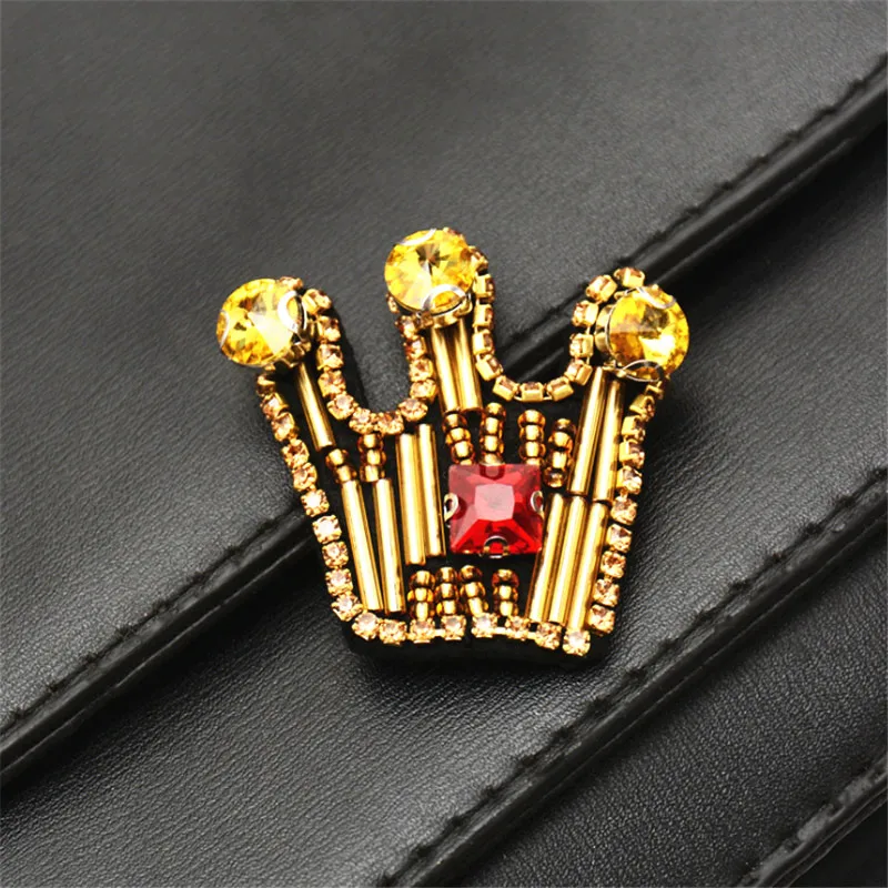 MAXSIN FUN 1 Pc High Quality Handmade Beaded Rhinestone Crown Cute Cat Clothes Patch Handbag Shoe Hat Accessories Appliques DIY