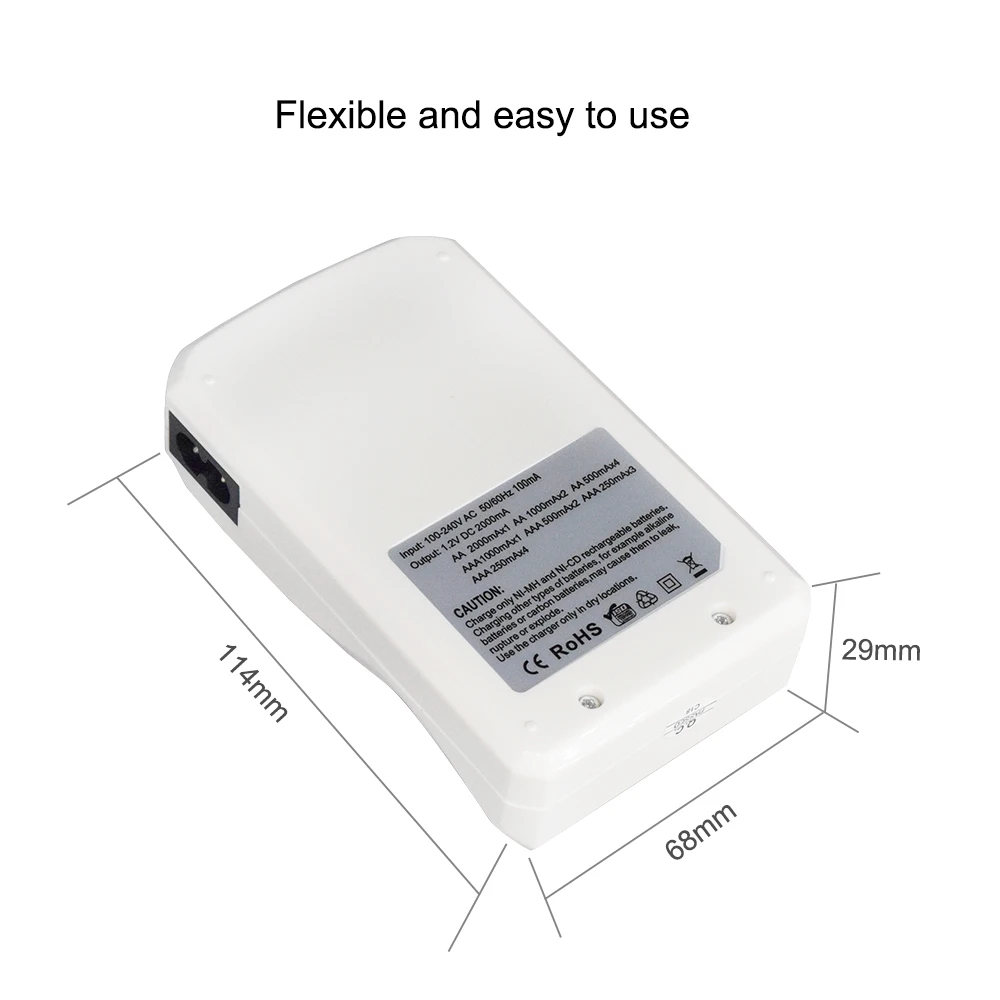 PALO AAA Battery Charger LCD Display Intelligent Charger For 1.2V Ni-Mh Ni-Cd AA AAA  Rechargeable Batteries