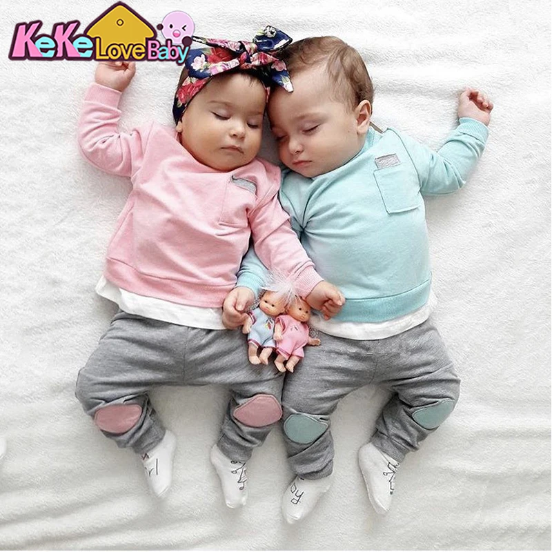 Newborn Infant Clothes Baby Boys Girls Clothing Sets Cute Long Sleeve T-Shirt Tops + Long Pants 2Pcs Toddler Outfits Set