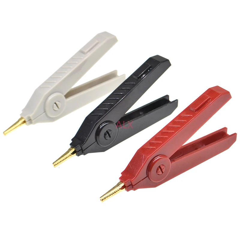 1PCS Alligator Clip 90mm Kelvin Copper Gold Plate Clip LCR Test Clip Grey/Black/Red For Precision Instruments