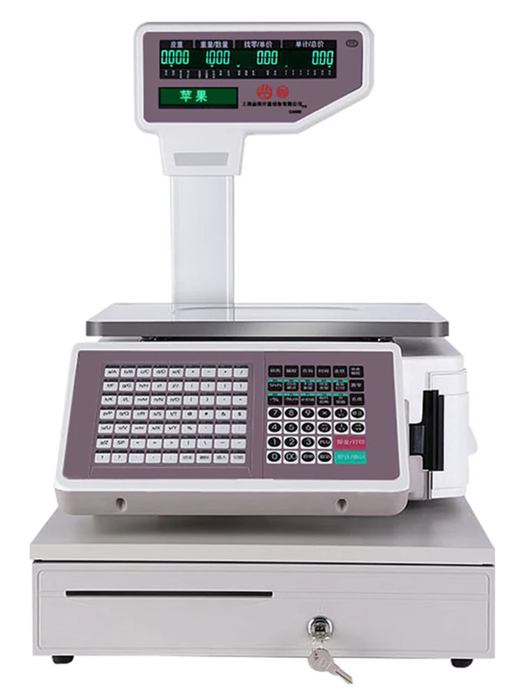 Pesatura e di codifica all-in-one di frutta e verdura negozio registratore di cassa elettronico scala di stampa di etichette di codici a barre scala commerciale