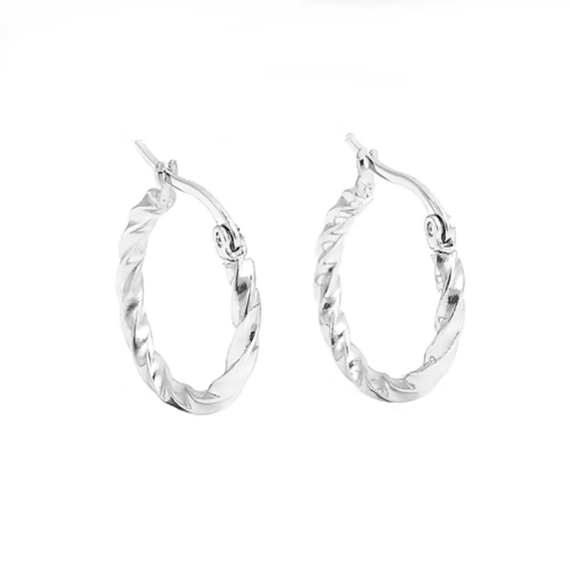 Exquisite Earrings 316 Stainless Steel Hoop Earrings Silver Color/Gold Color Spiral Round Fashion Women Earring Jewelry , 1 Pair