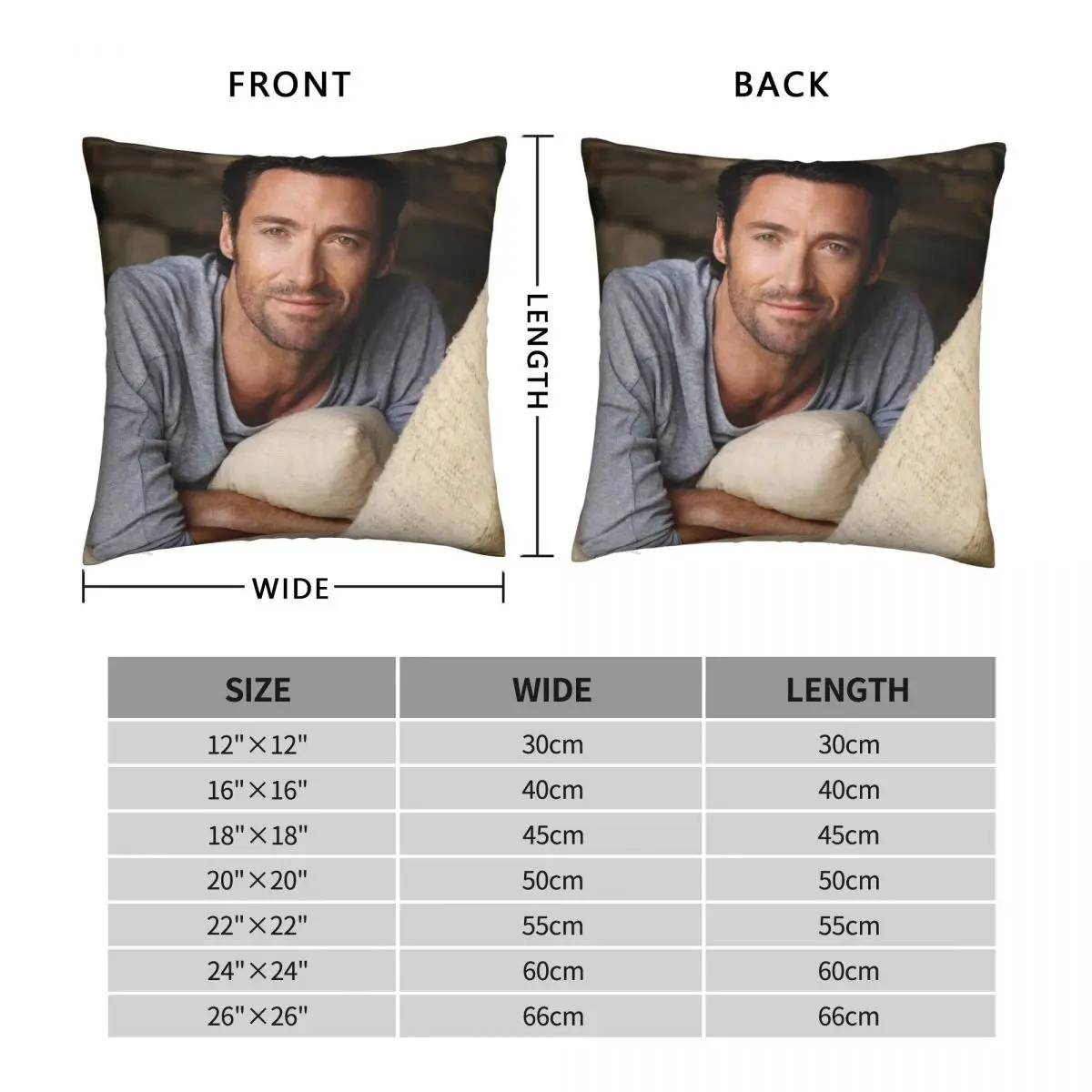 Hugh Jackman Square Pillowcase Polyester Velvet Linen Creative Zip Decor Car Cushion Cover