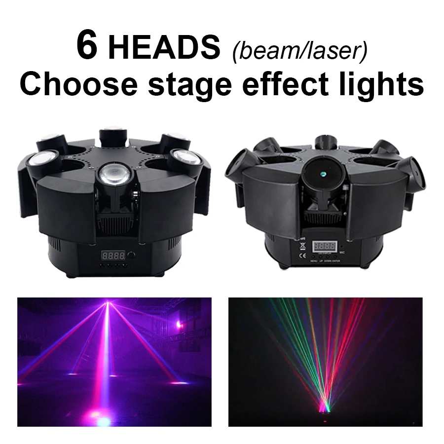 

NEW EKZ 6-head rotating beam laser light RGB color laser light projector infinitely rotating disco KTV beam laser light