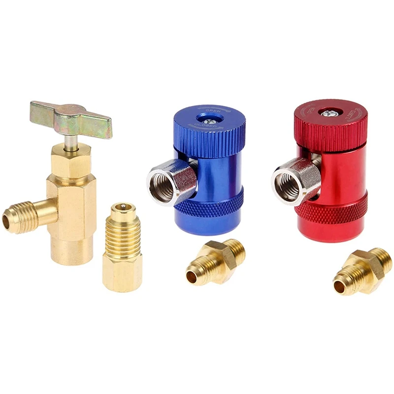 R1234YF Self-Sealing Can Tap with R134A Tank Adapter and R1234 Quick Couplers, for A/C RefrigerAnts Mainfold Gauge Set