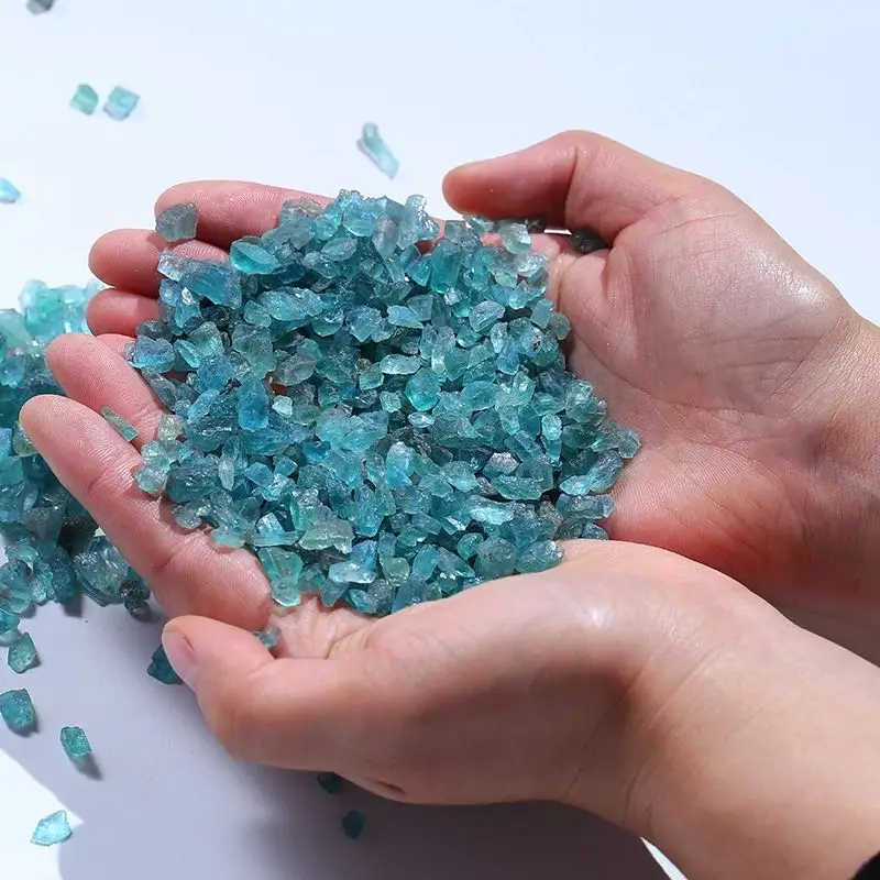 MOKAGY Raw Natural Blue Apatite Quartz Gravel Rough Clear Phosphorite Tumbled Stone 3MM-5MM for Sale