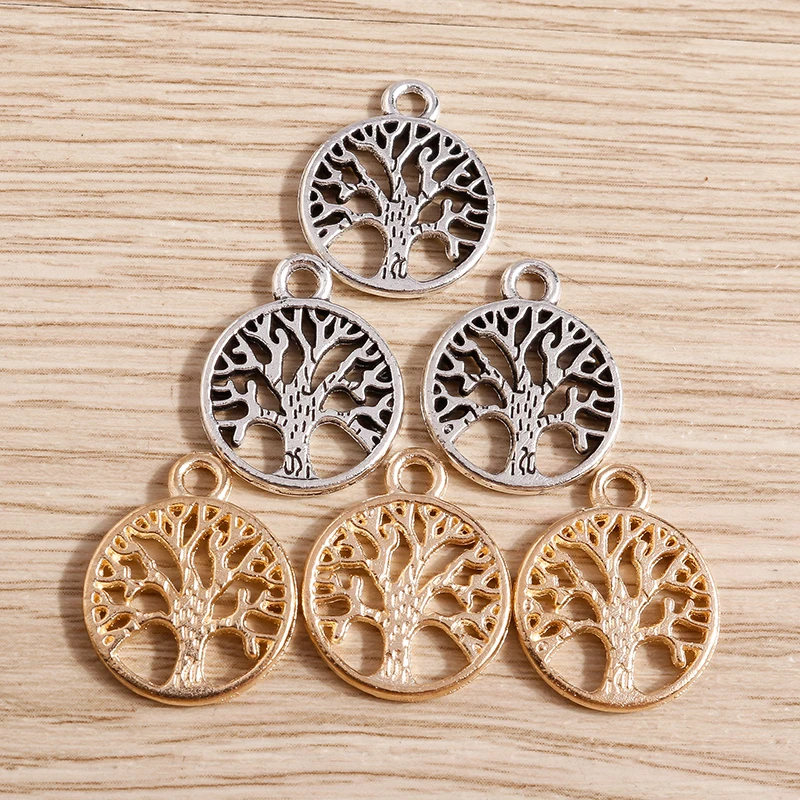20pcs/lot 16*19mm Hollow Life Tree Charms Pendants for DIY Making Necklaces Earrings Bracelets Handmade Jewelry Findings Crafts