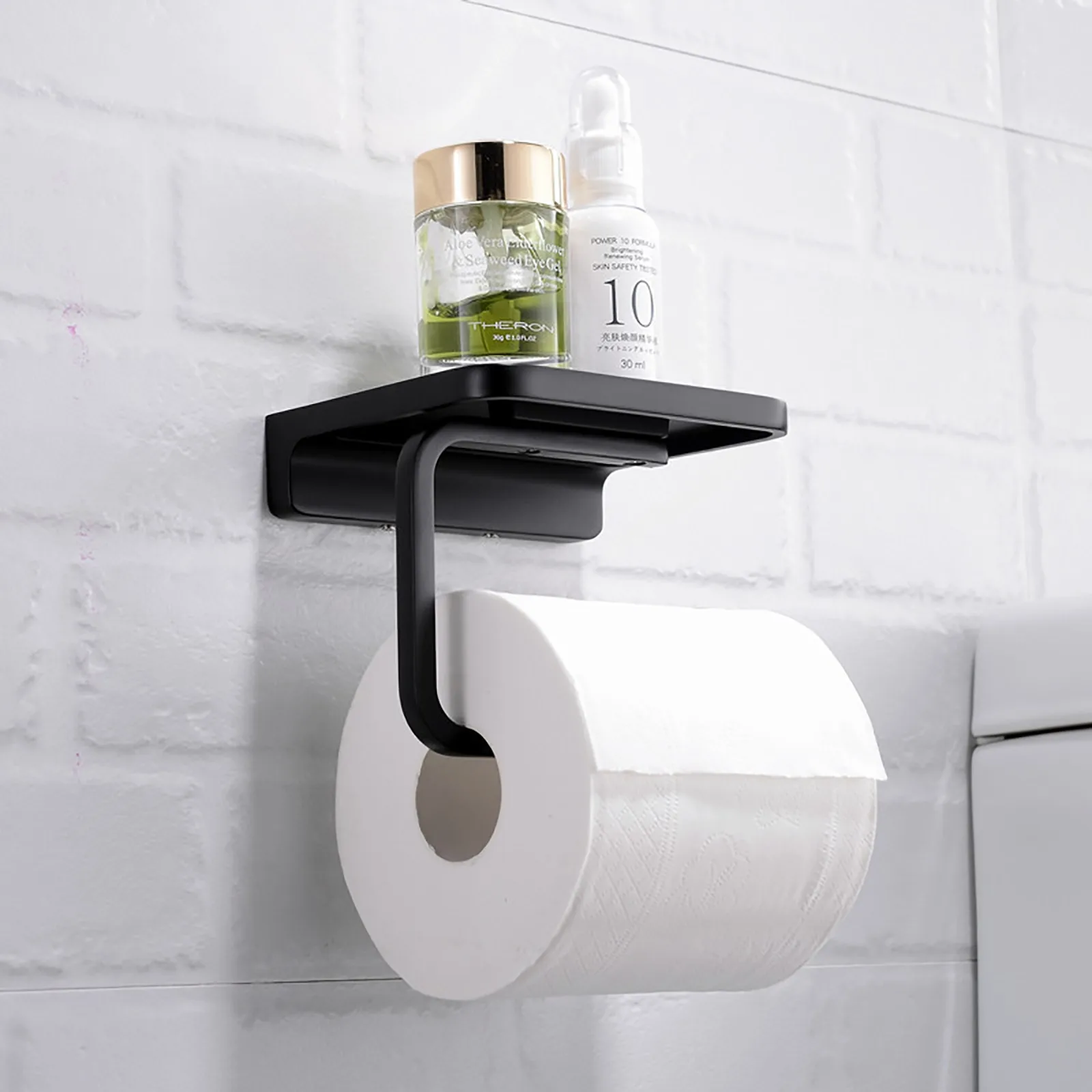 2023 storage rack Toilet Paper Holder with Shelf No Punching Acrylic Roll Paper Holder Tissue Hanger Bathroom Accessories