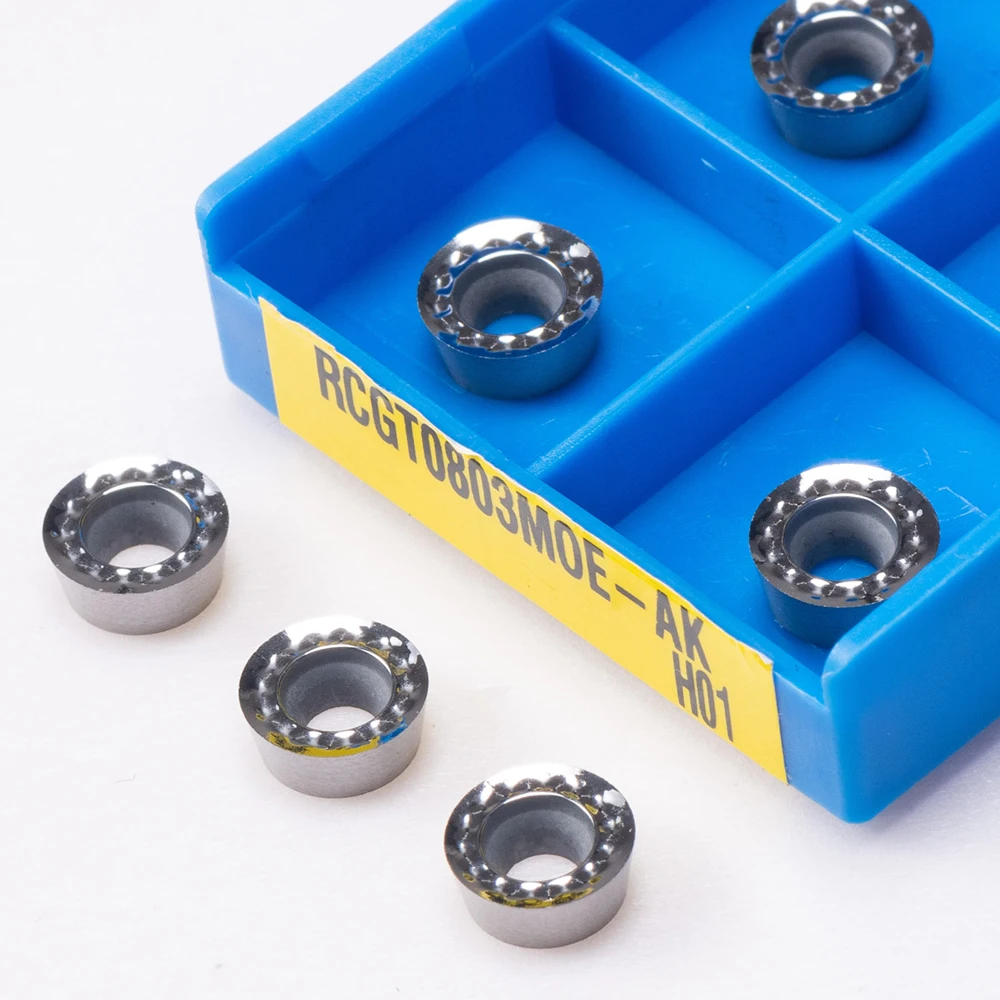 10 pces rcgt0803 moe ak h01 carboneto de inserção cnc torno torneamento ferramenta de trituração rcgt 0803 rpgt lâmina para processamento alumínio