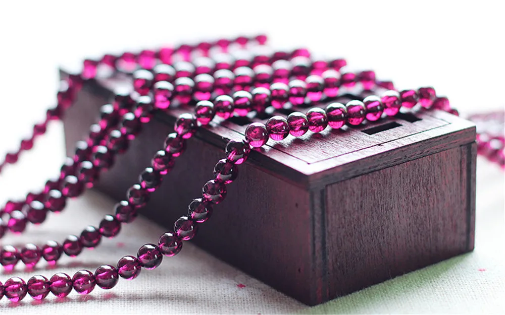 Grade AAA Natural Rhodolite Garnet Beads 3.5mm-5mm Rose Red Color NOT Dyed Smooth Polished Round 15 Inch Strand GA13