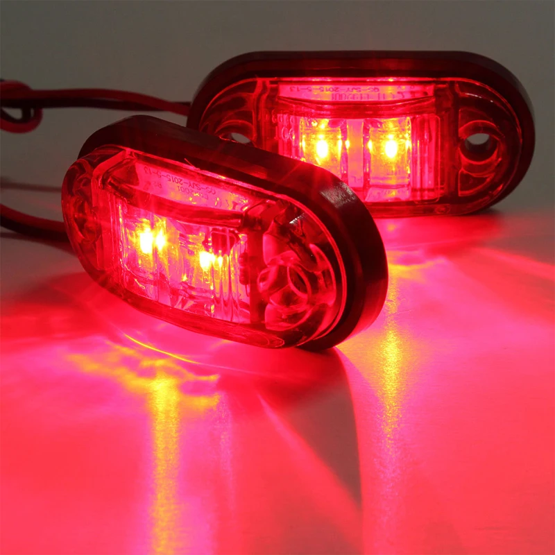 2PCS Amber Warning Light LED Diode Light Oval Clearance Trailer Truck  White Red LED Side Marker Lamp 12V 24V truck accessories