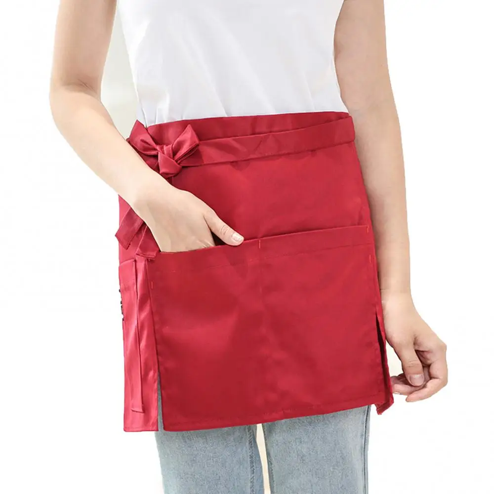 Unisex Kitchen Apron Solid Color Anti-oil Short Half Waist Apron Restaurant Server Waiter Tool Cleaning Women Men Apron