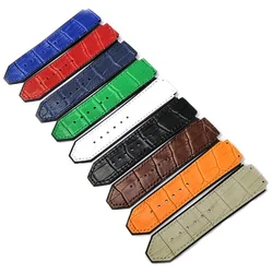 Watch Strap for Hublot 25mm*19mm Soft Watchband for HUBLOT Big Bang Series Watch Wrist Bracelet Leather+silicone