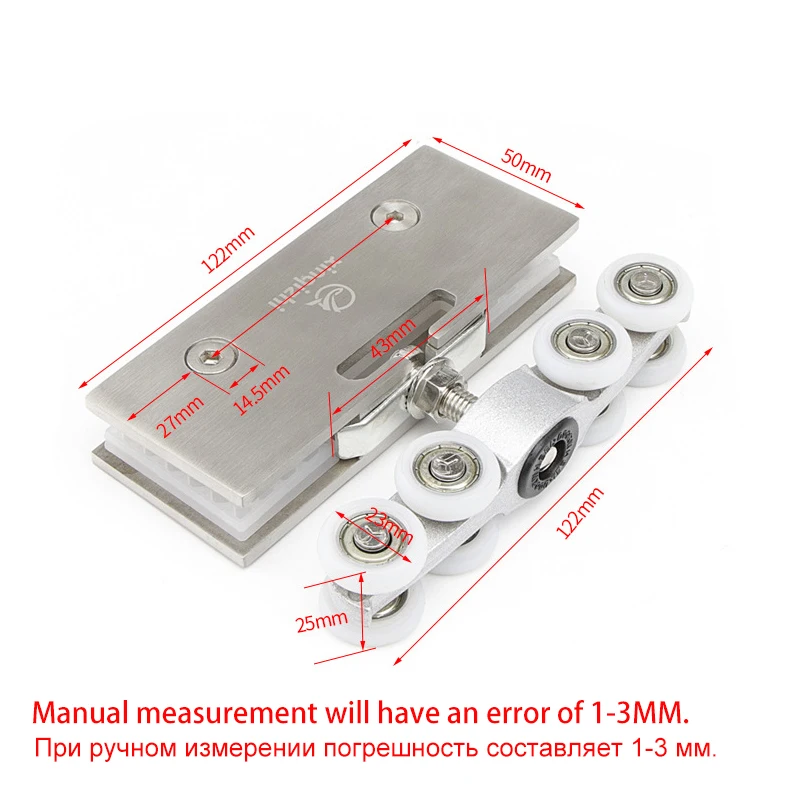 Stainless Steel Glass door Hanging Wheels 110kg Load bearing sliding door hanging pulley glass door roller hanging track pulley