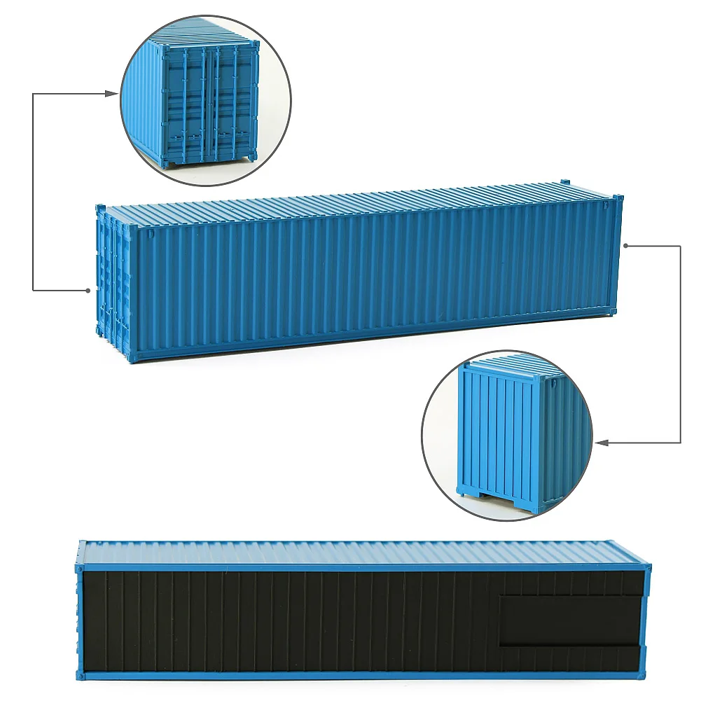 9pcs HO Scale Blank 40' Shipping Containers 40ft Pure Color Ribbed Side Container Cargo Box C8740