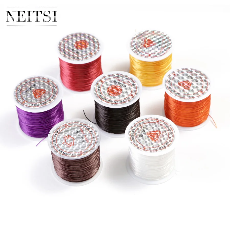 Neitsi – cordon élastique en cristal extensible, 1 rouleau, pour Extension de cheveux, tissage de perruques, couture, 12 couleurs