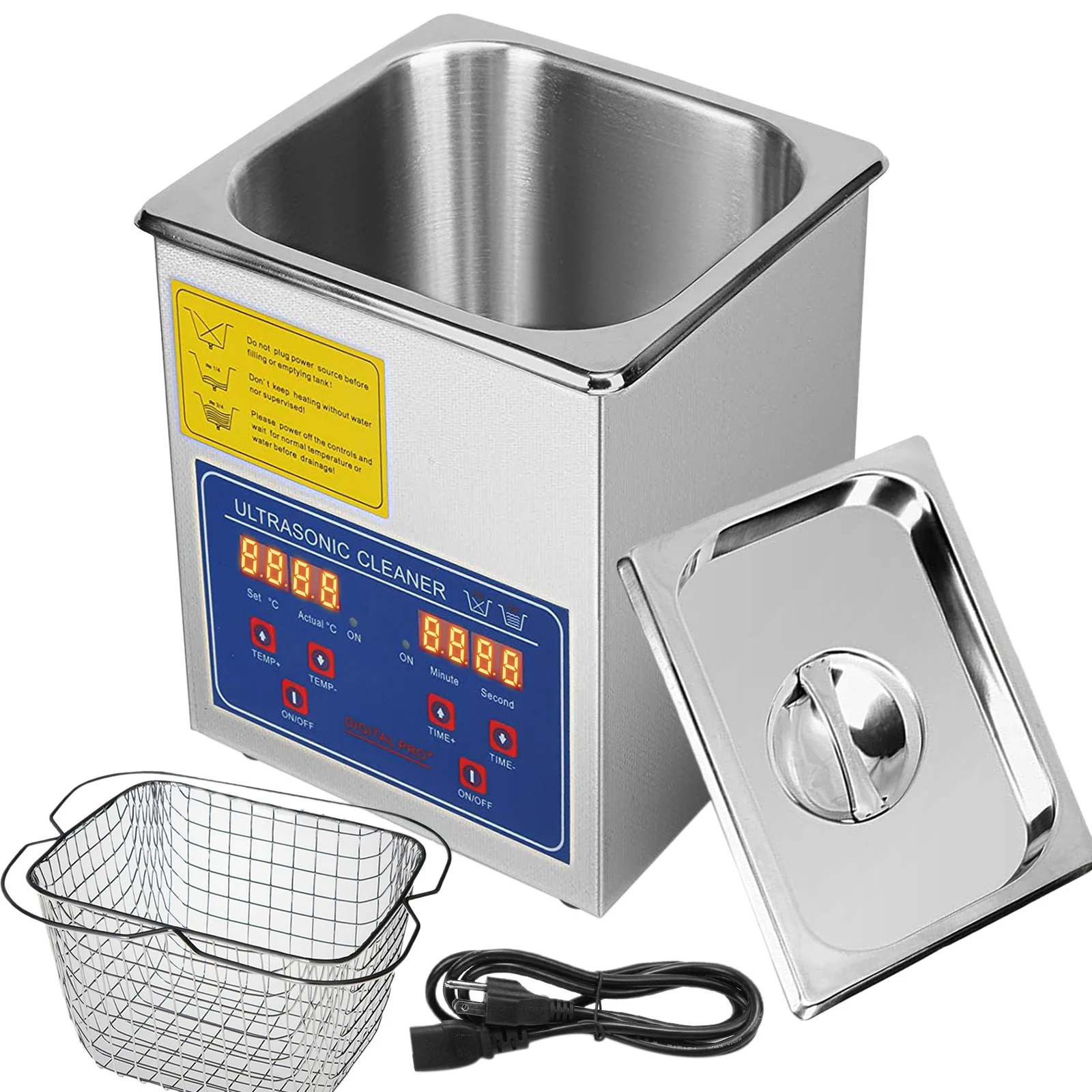 VEVOR 2L Ultrasonic Cleaner 60W Heated Timer Stainless Steel 40Khz Ultrasonic Cleaning Machine with Basket For Jewelry Glasses