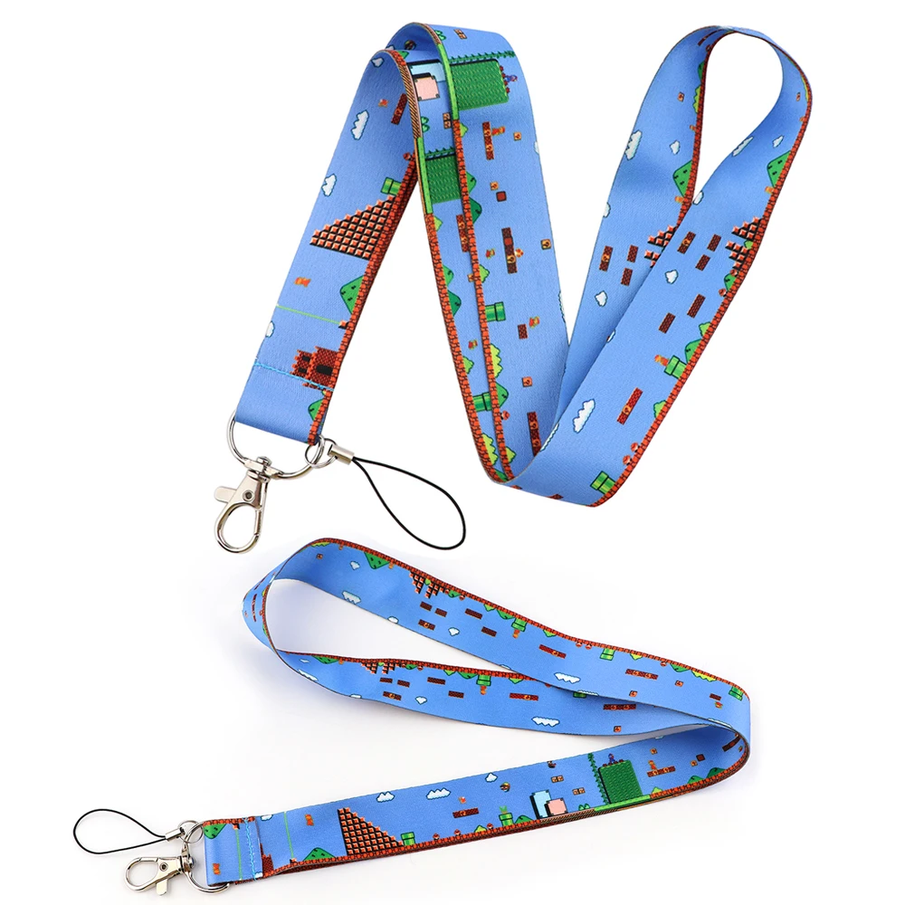 

LX953 Brother Game Lanyard Cartoon Blocks Phone Strap for Keys ID Card Cover Neck Strap Keychain Phone Badge Jewelry Accessories