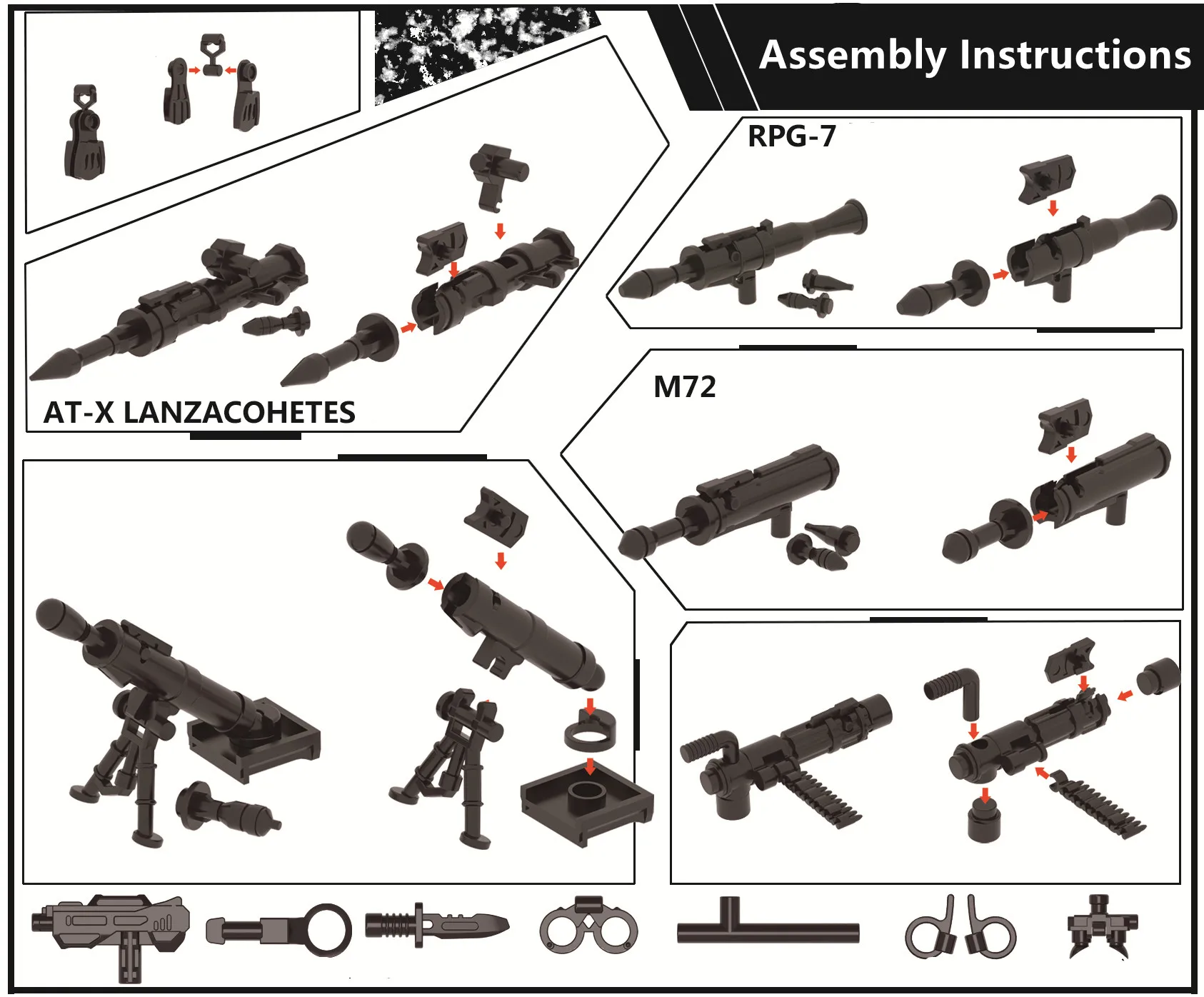 Military Figure Weapon Building Block Gatling Rocket Launcher Machine Guns Accessories SWAT Army Bricks Parts Toys Children C246