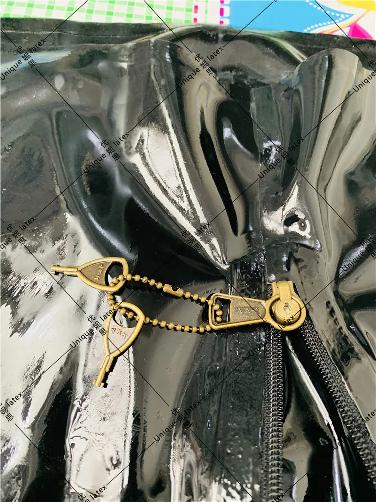 MEN LATEX UNDERWEAR LOCK ZIP HIDDEN DUE CONDOM