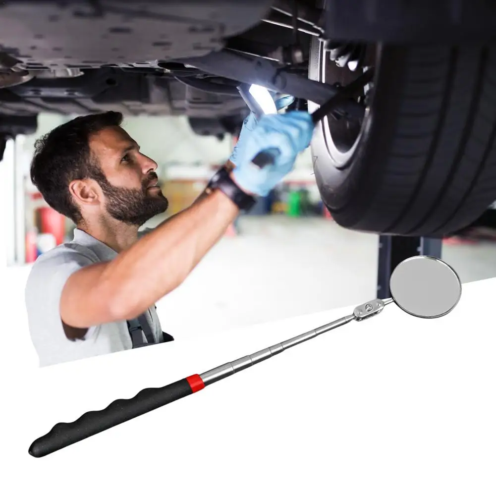 Vehicle Telescopic Inspection Mirror Portable Round Square 360 Degree Rotating Inspection Mirror 50MM Metal Framed Inspection