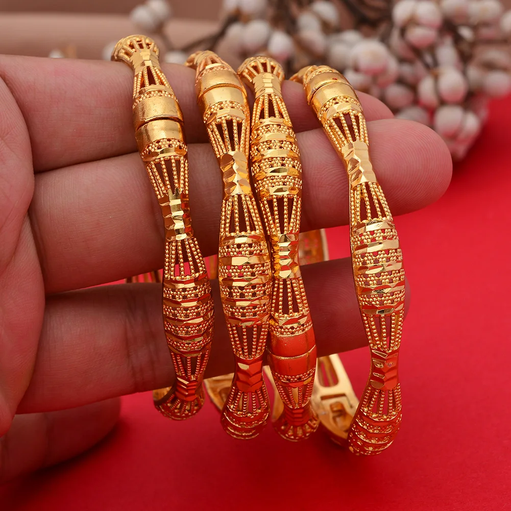 

4pcs/Lot Bangles For Women Dubai Bangles&Bracelet Ethiopian African Wedding Jewelry Arab Middle East Can Open