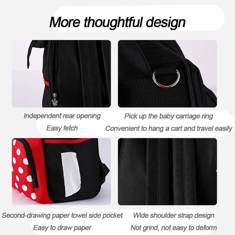 Genuine Disney Multifunctional Mummy Backpack Cartoon Mickey Mouse Large Capacity Waterproof Travel Backpacks Baby Diaper Bag