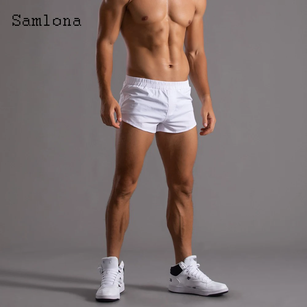 Samlona Plus Size Men\'s Fashion Leisure Shorts Sexy Elastic Waist Short Pants 2022 Summer New Casual Beach Shorts Male Clothing