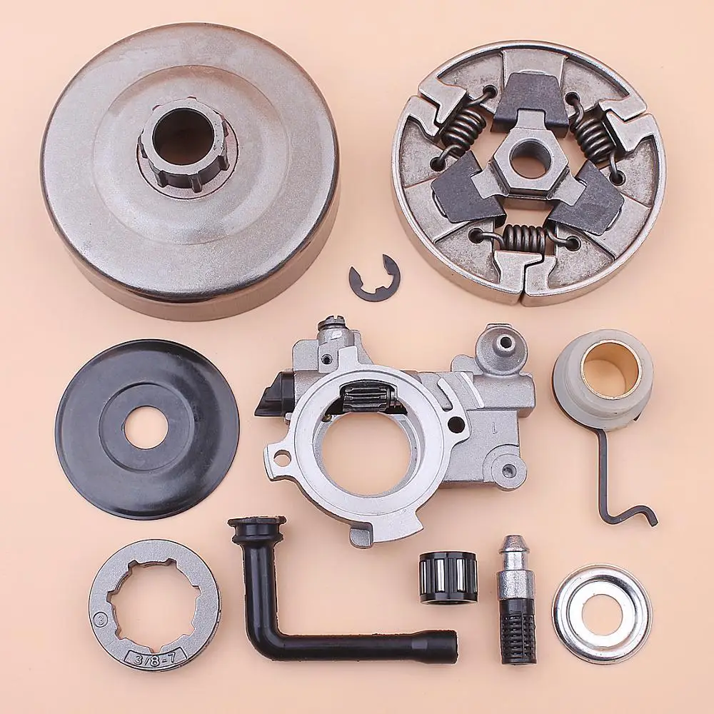 Llanta de tambor de piñón de embrague de 3/8 "-7 para Stihl MS660 066 064 MS640 MS661, Kit de línea de filtro de engranaje helicoidal para bomba de aceite, motosierra 1122 160 2900