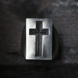 Christmas Goth Cross Ring Men Rings Punk Hip Hop for Boyfriend Male Stainless Steel Jewelry Creativity Gift Wholesale OSR608