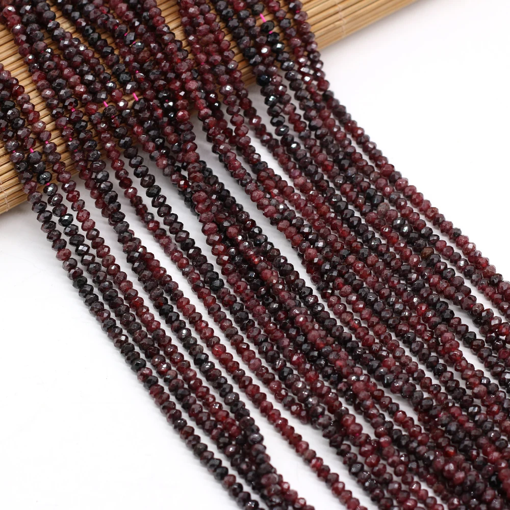 

Hot New Natural Faceted Garnet Stone Loose DIY Beads for Jewelry Making Party Gift Women Bracelets Necklace Size 3x4mm