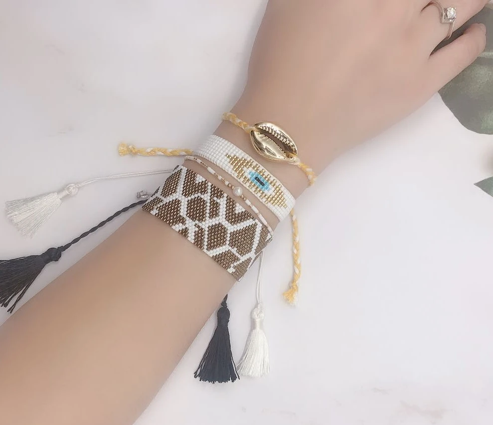 

ZHONGVI Shell Tassel Leopar Pattern MIYUKI Bracelet Men Pulseras Mujer Moda 2020 Leopard Armband Bracelets Women Jewelry