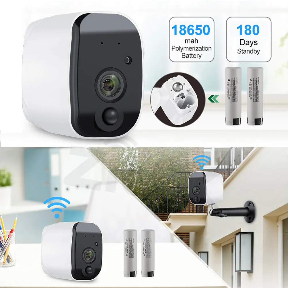 WiFi Camera Battery Powered 1080P HD Outdoor Wireless Security IP Camera Surveillance Weatherproof PIR Alarm Record Audio