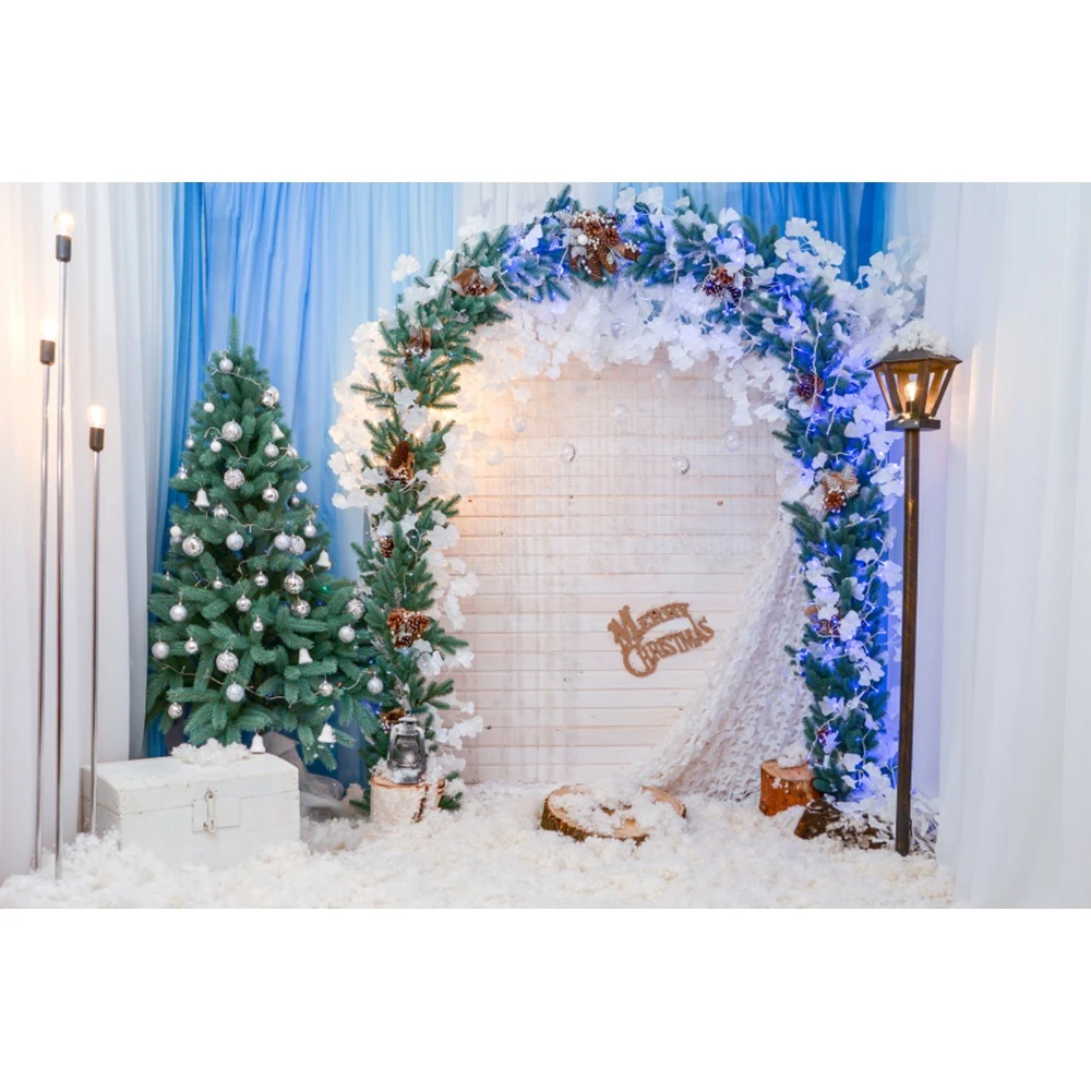 Yeele 크리스마스 배경 아기 사진 겨울 꽃 아치 블루 웨딩 배경 실내 Photocall 사진 스튜디오 Photophone
