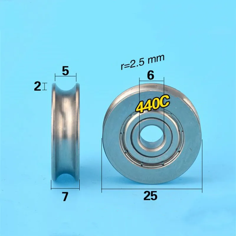 10pcs/50pcs U Groove Radian Radius 2.5mm Guide Wheel 6*25*7mm S626ZZ Stainless Steel Pulley Waterproof And Antirust